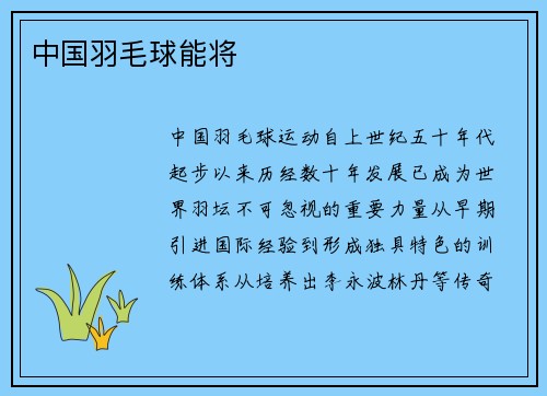 中国羽毛球能将